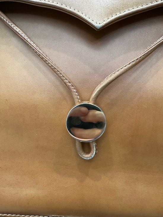 Vintage Bally Cognac Leather Top Handle, Sculptural Metal Handle – Made in Spain - Picture 6 of 15